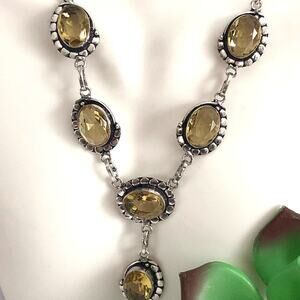 925 Sterling Citrine Necklace & Earring Set